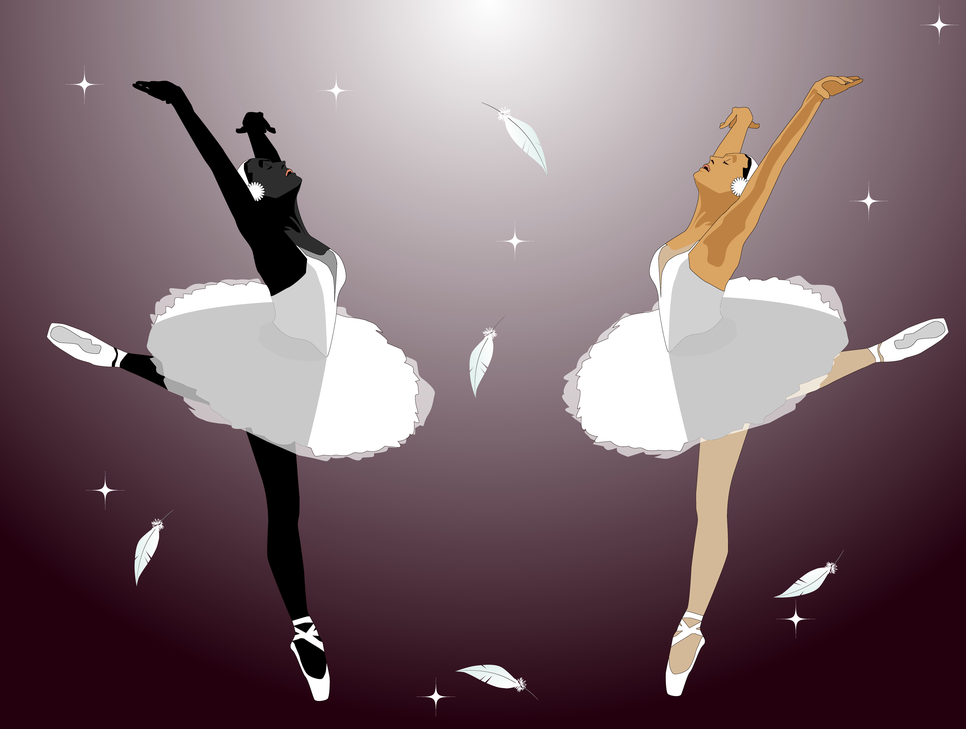 黒人と白人のバレエダンサー